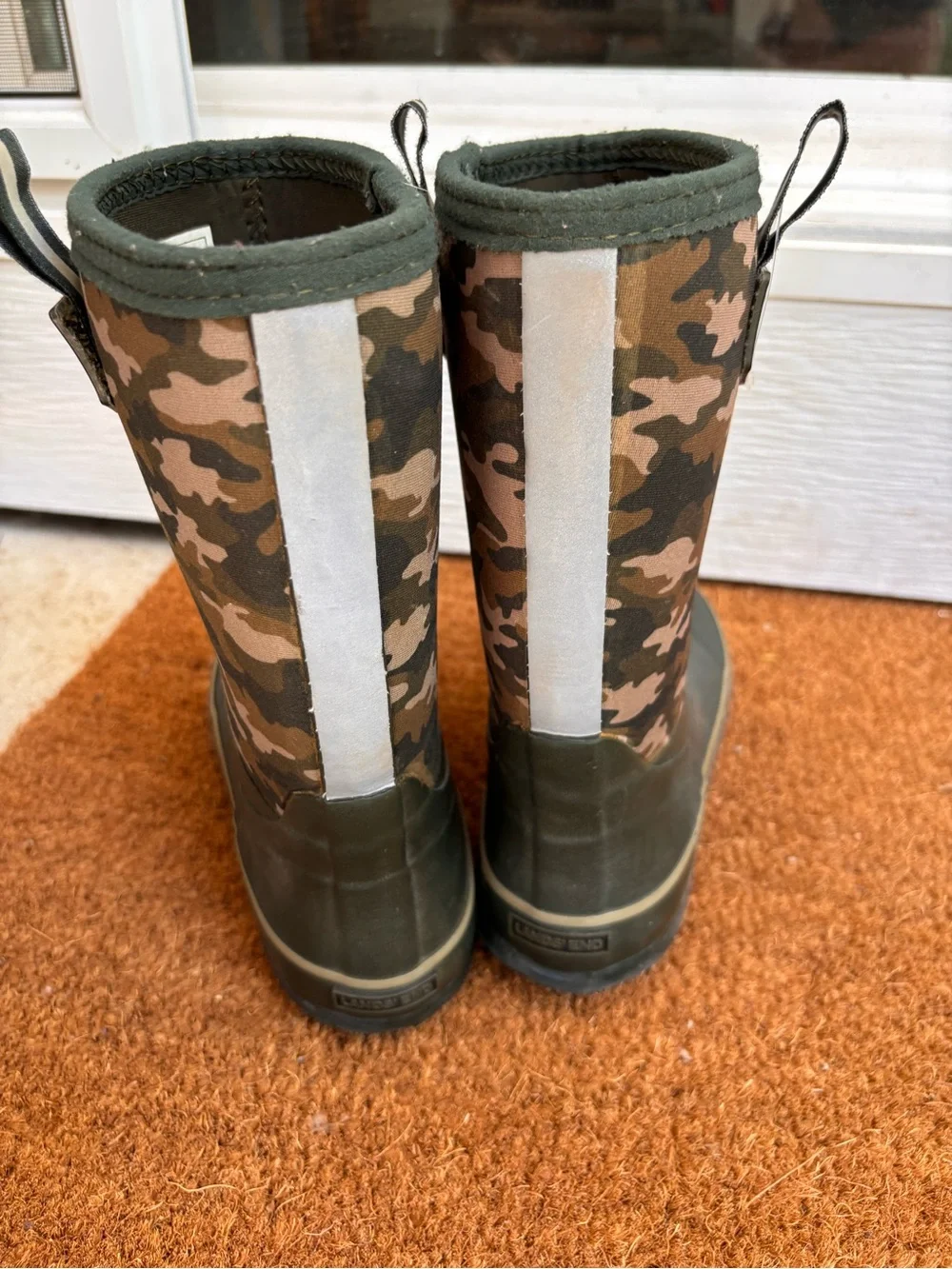 Lands' End Green Camouflage Slip On Rubber Rainboots